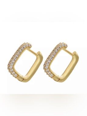 Pave CZ Crystal Oval Hoop Earrings 2026 style New Huggies Gold Plated